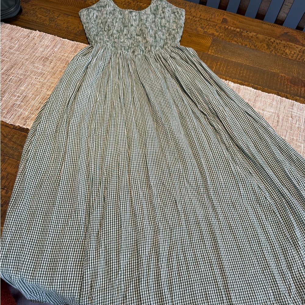 Aerie Green and White Textured Dress